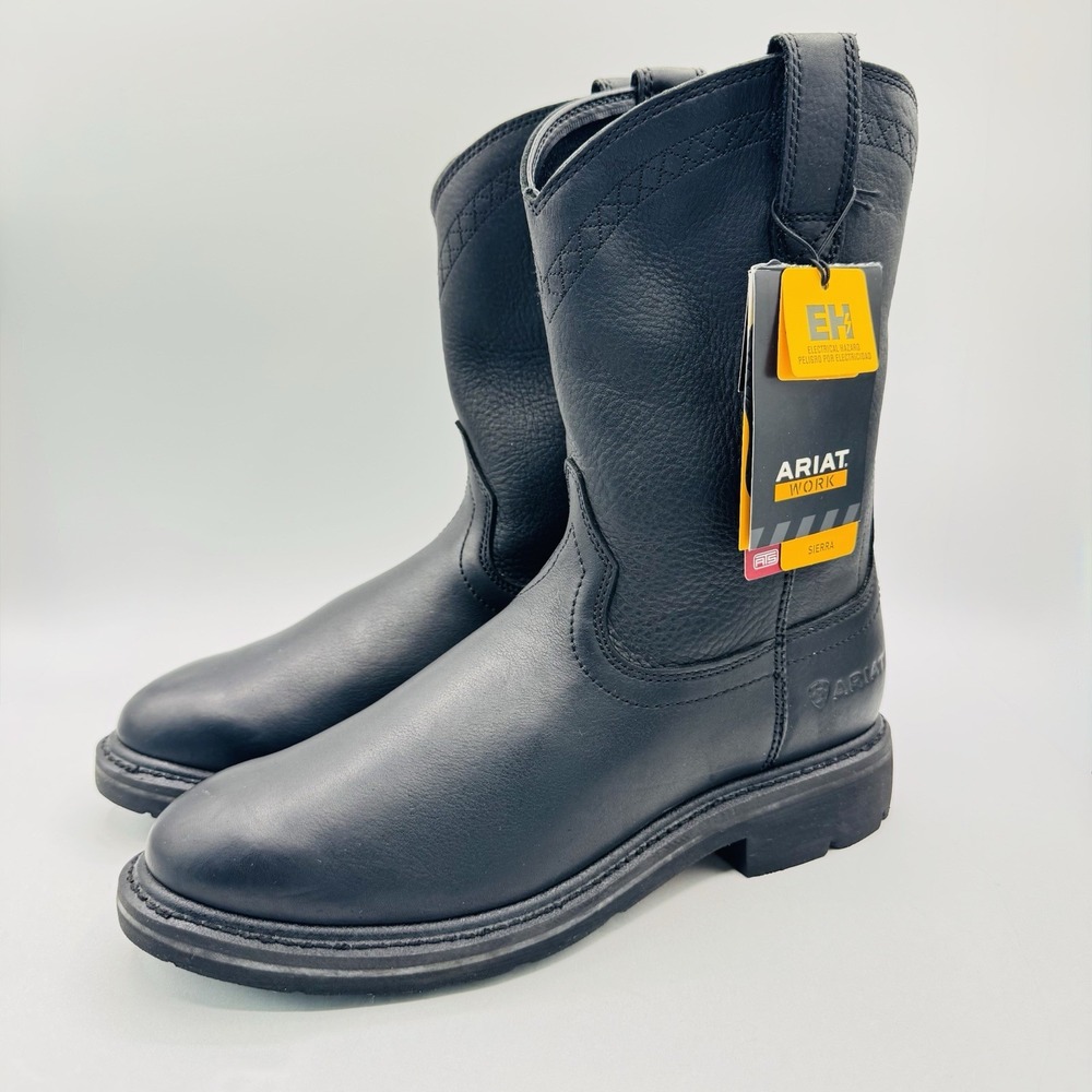Ariat Sierra Western Work Boots Men's Size 10.5 D Black Leather Soft Toe